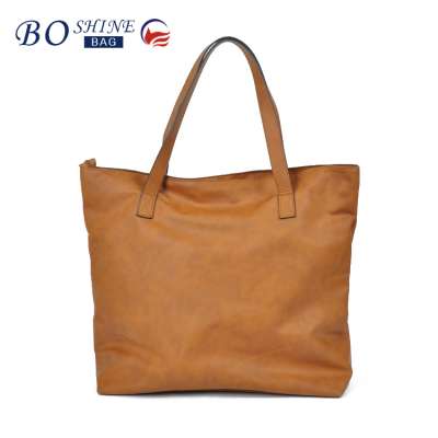 Promotional Cheap Brown Latest Design Office Ladies Shoulder Handbag PU Leather For Shopping