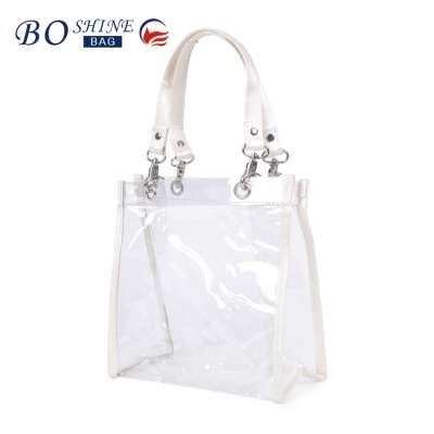 Wholesale 2016 Hot Sale Summer Transparent PVC Handbag At Low Price With PU Handle For Women